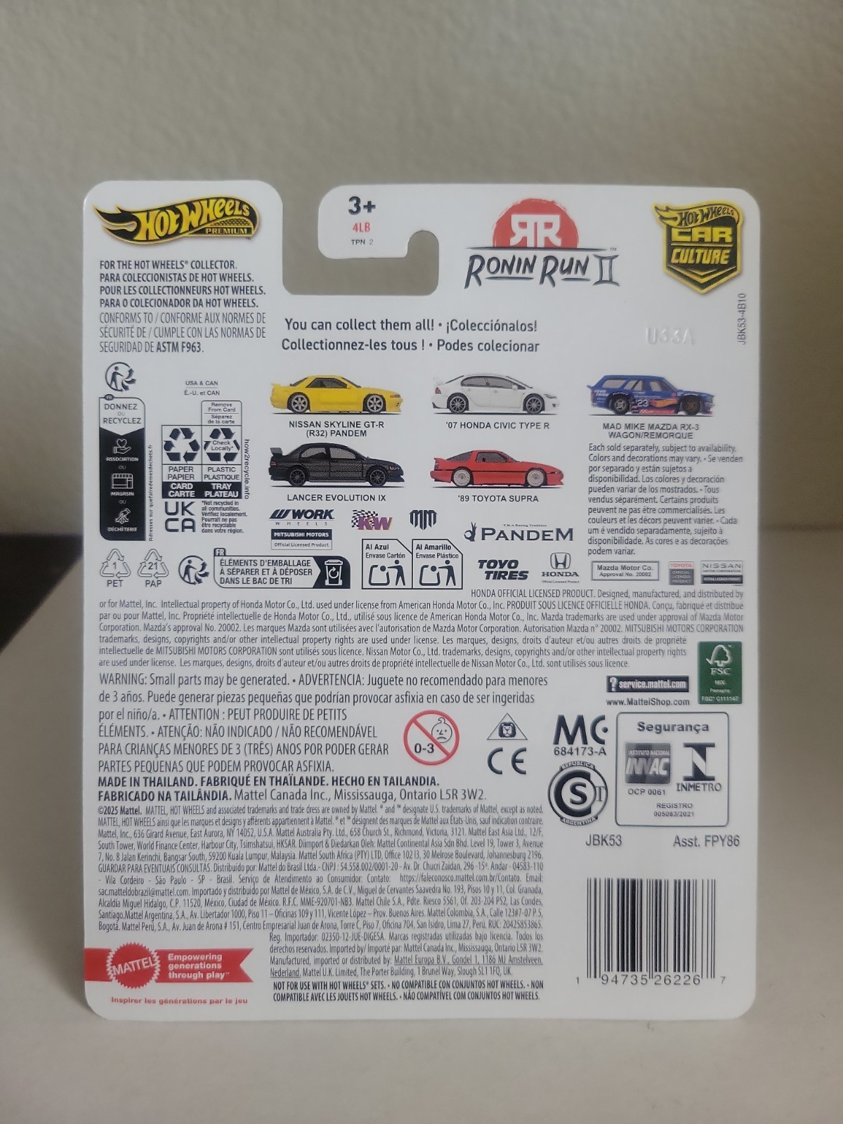 2025 Hot Wheels Car Culture Ronin Run 2 07 Honda Civic Type R