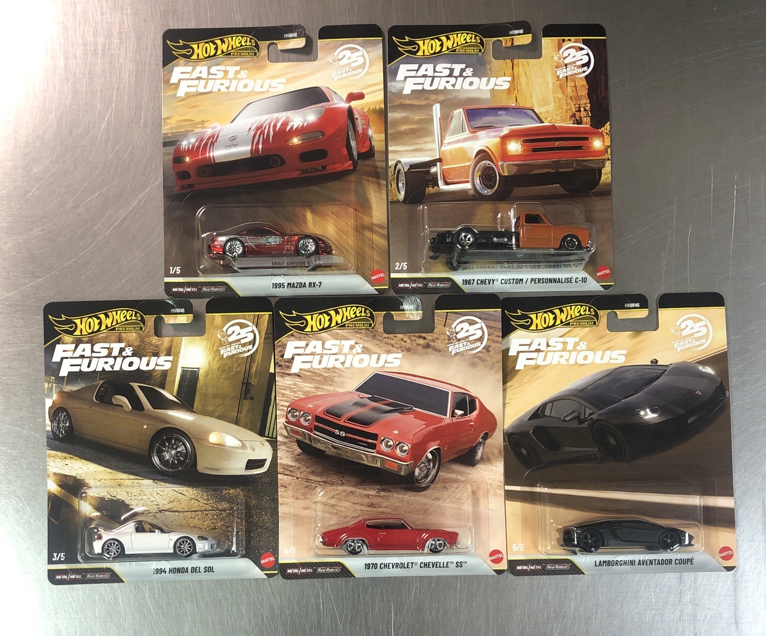 2026 HOT WHEELS 25 YEARS OF FAST & FURIOUS ( SET OF 5 ) CHEVELLE SS LAMBORGHINI