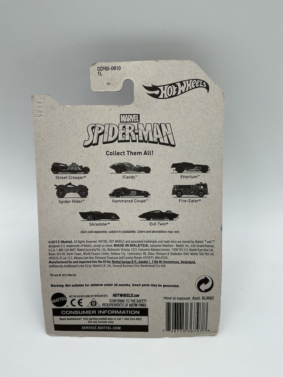 Hot Wheels Marvel Spider-Man Complete Set 2013 7 Of 8- Z 59