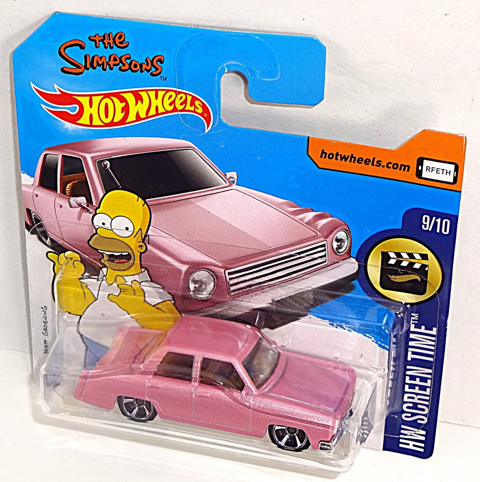 Hot Wheels 2017 Short Card HW Screen Time #112 The Simpsons Family Car Pink