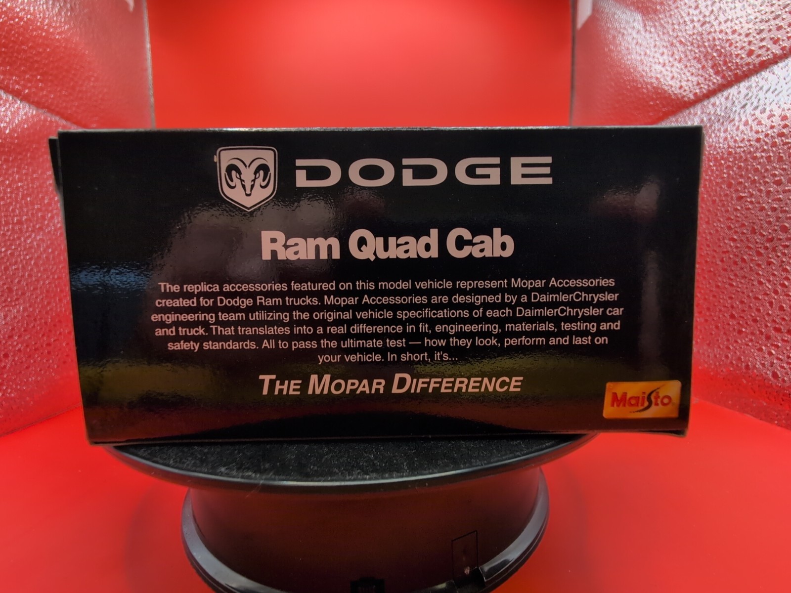 Maisto Dodge Ram Quad Cab Black Pickup Truck Diecast 2002 Mopar Licensed 3+ A as