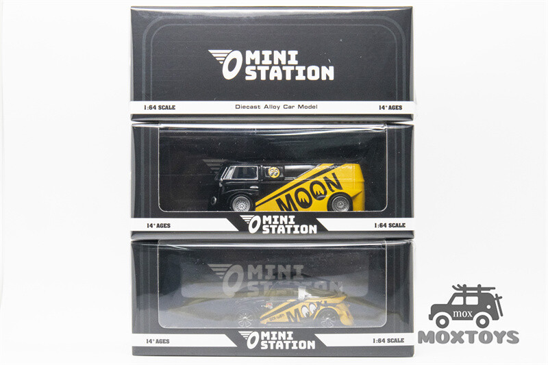Mini Station 1:64 RWB-Targa Beetle T1 Van Trailer Set Mooneyes Model Car