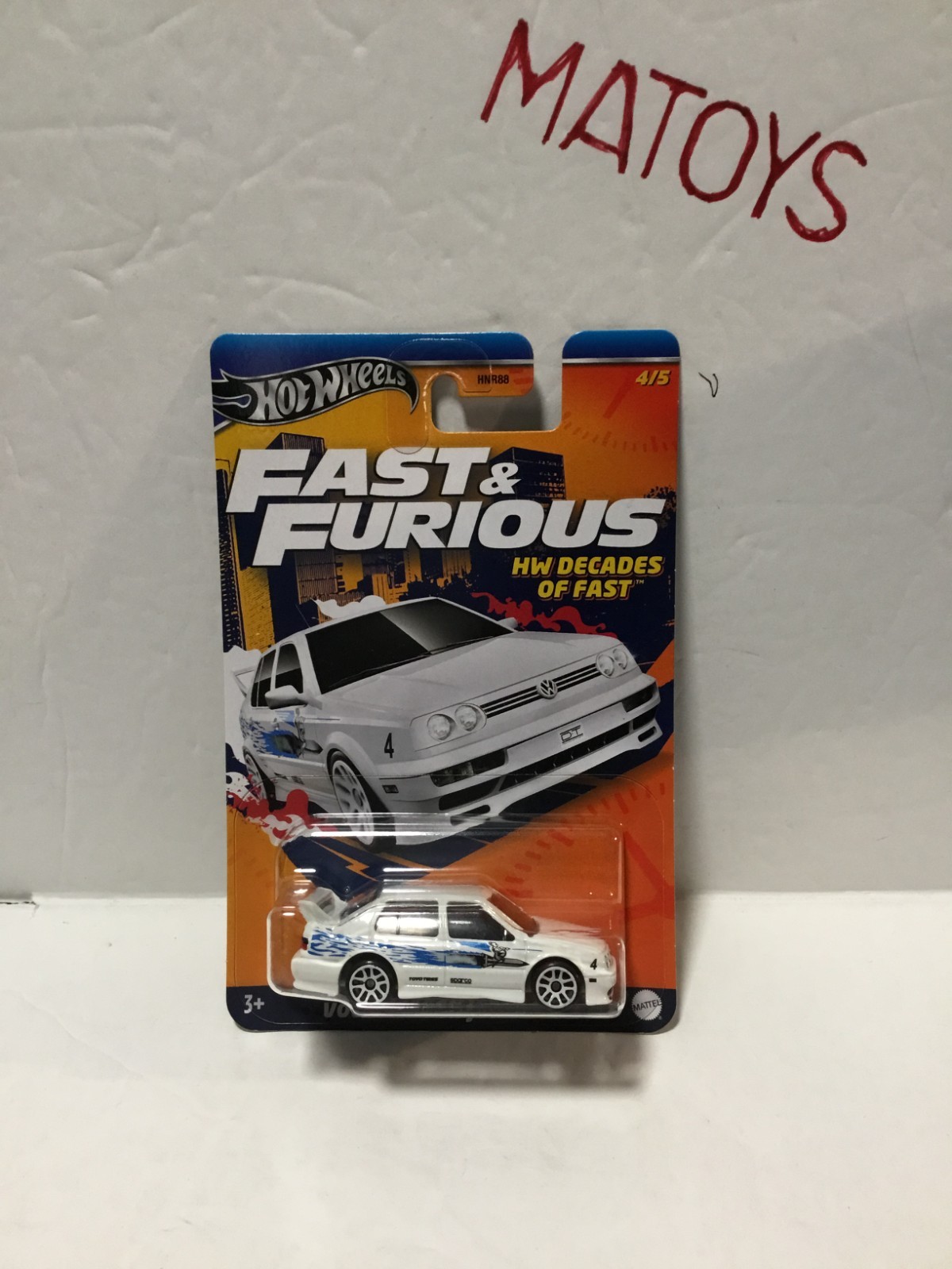 Hot Wheels Volkswagen Jetta MK3 Fast & Furious White Blue 1:64 BN