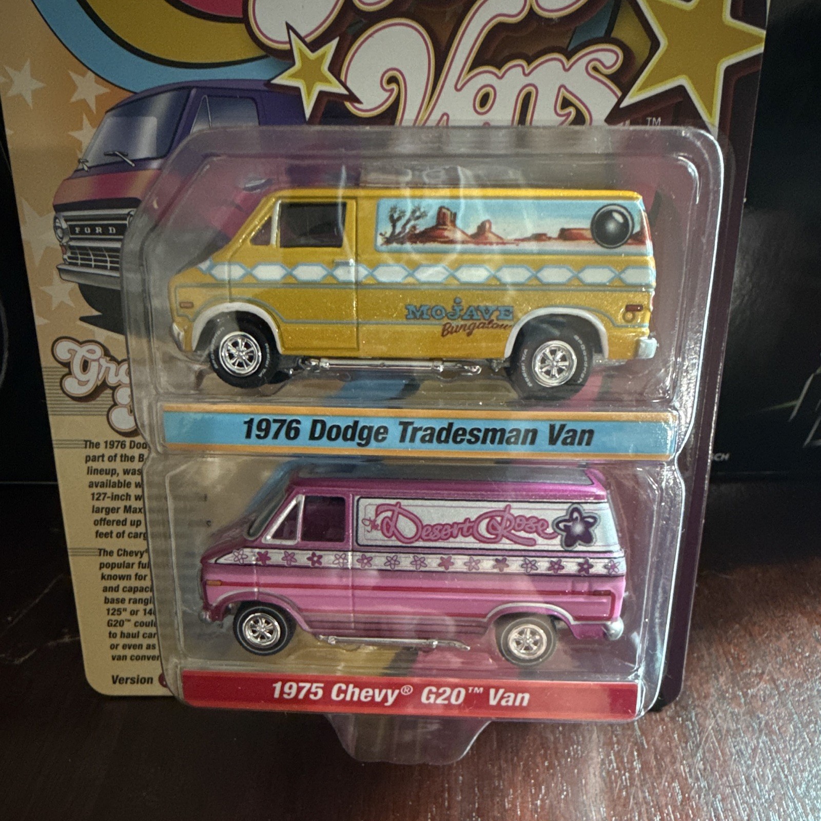 Johnny Lightning Boogie Vans 1:64 2-Pack Dodge Tradesman/Chevy G20 Diecast