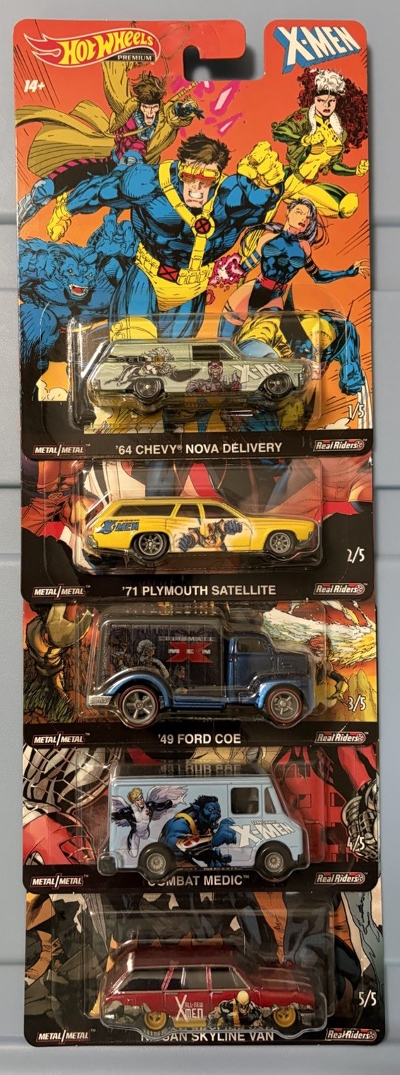 Hot Wheels Marvel X-Men Premium Pop Culture Character Cars Complete Set of 5