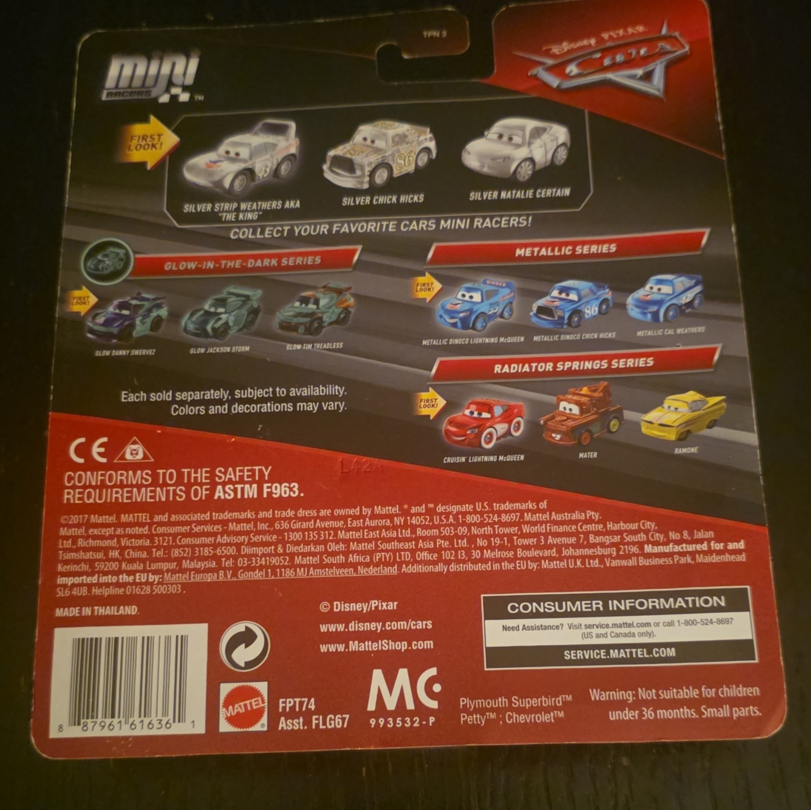Mattel Disney Pixar Cars Mini Racers Silver Series 3-Pack Metal Silver 2017