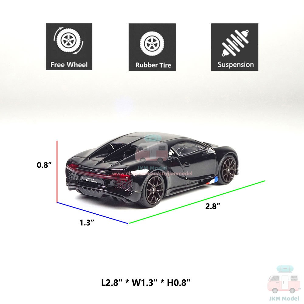1/64 Bugatti Chiron Model Car Diecast Vehicle Collection Kids Gift Black