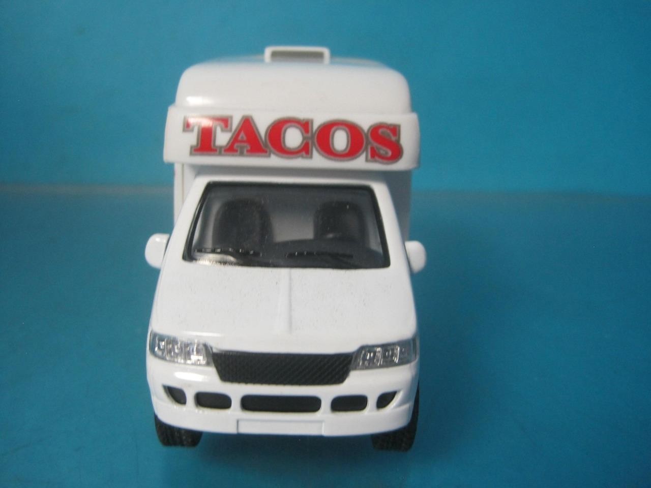 LOT OF 3 KINSFUN TACO FOOD TRUCK DIE CAST METAL PULLBACK ACTION TOY CAR VE-TACTR