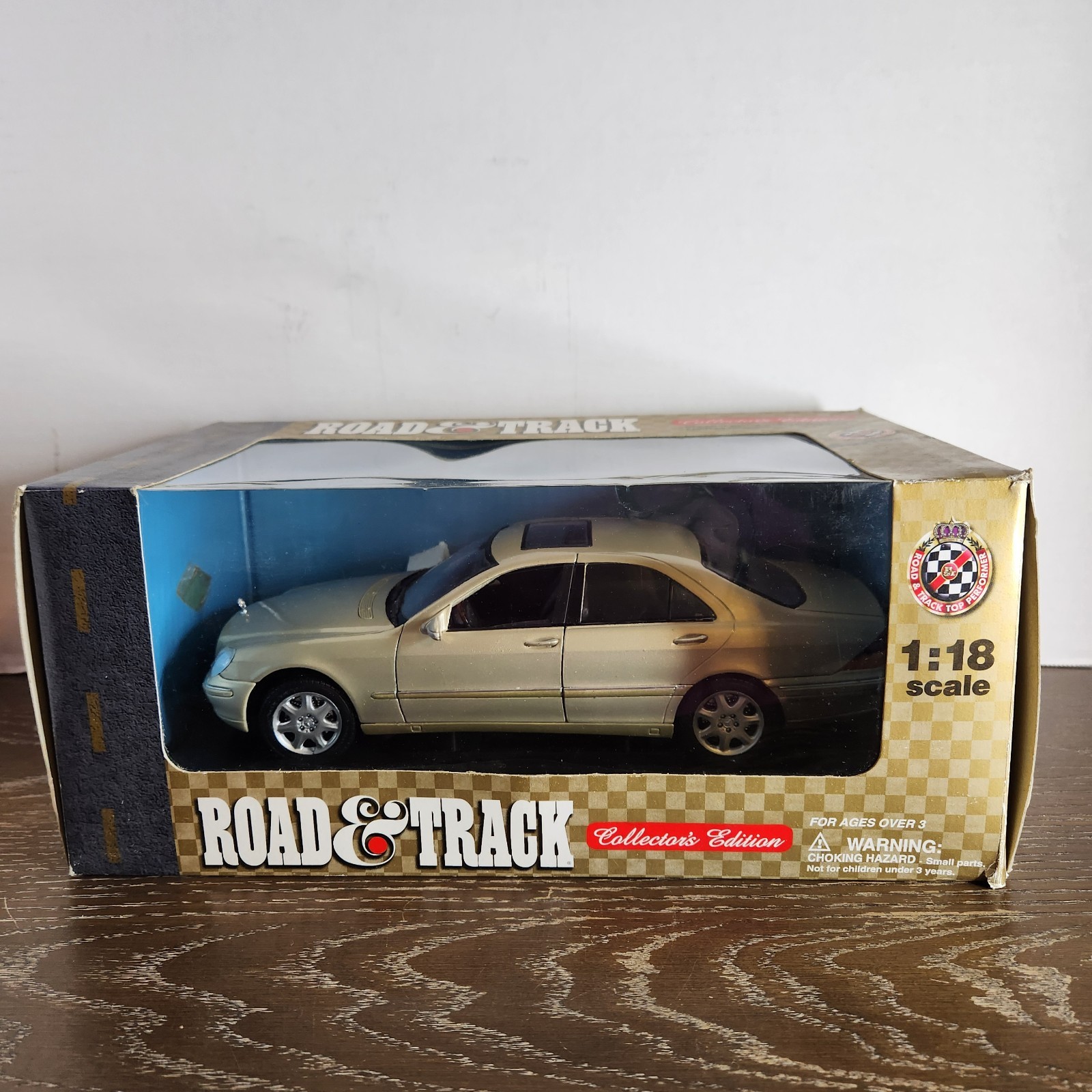 Road&Track Light Gold Mercedes-Benz S-Class 1:18 Diecast Car With Stand & Box