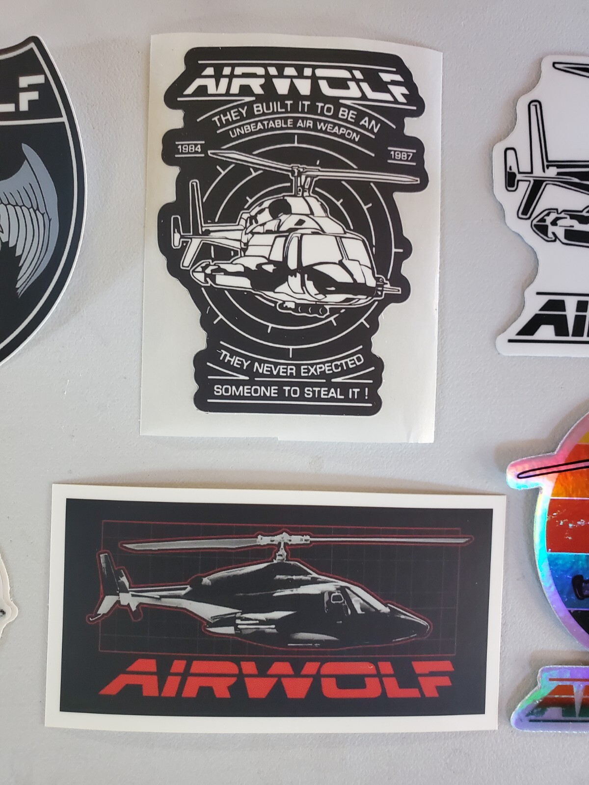 AIRWOLF 1980s STICKERS VARIETY PACK (6) *WORLDWIDE 🌐 SHIPPING* NEW HOLOGRAPHIC
