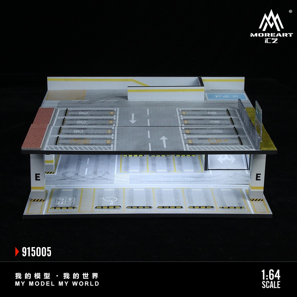 1/64Diorama Diecast Garage Model LED Parking Lot Scene Model Car Display Case US