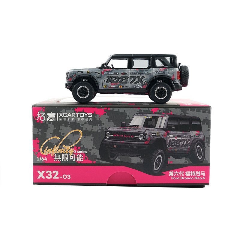 XCARTOYS 1/64 Ford Bronco 1087X Racing Diecast Removable Top Suspension New