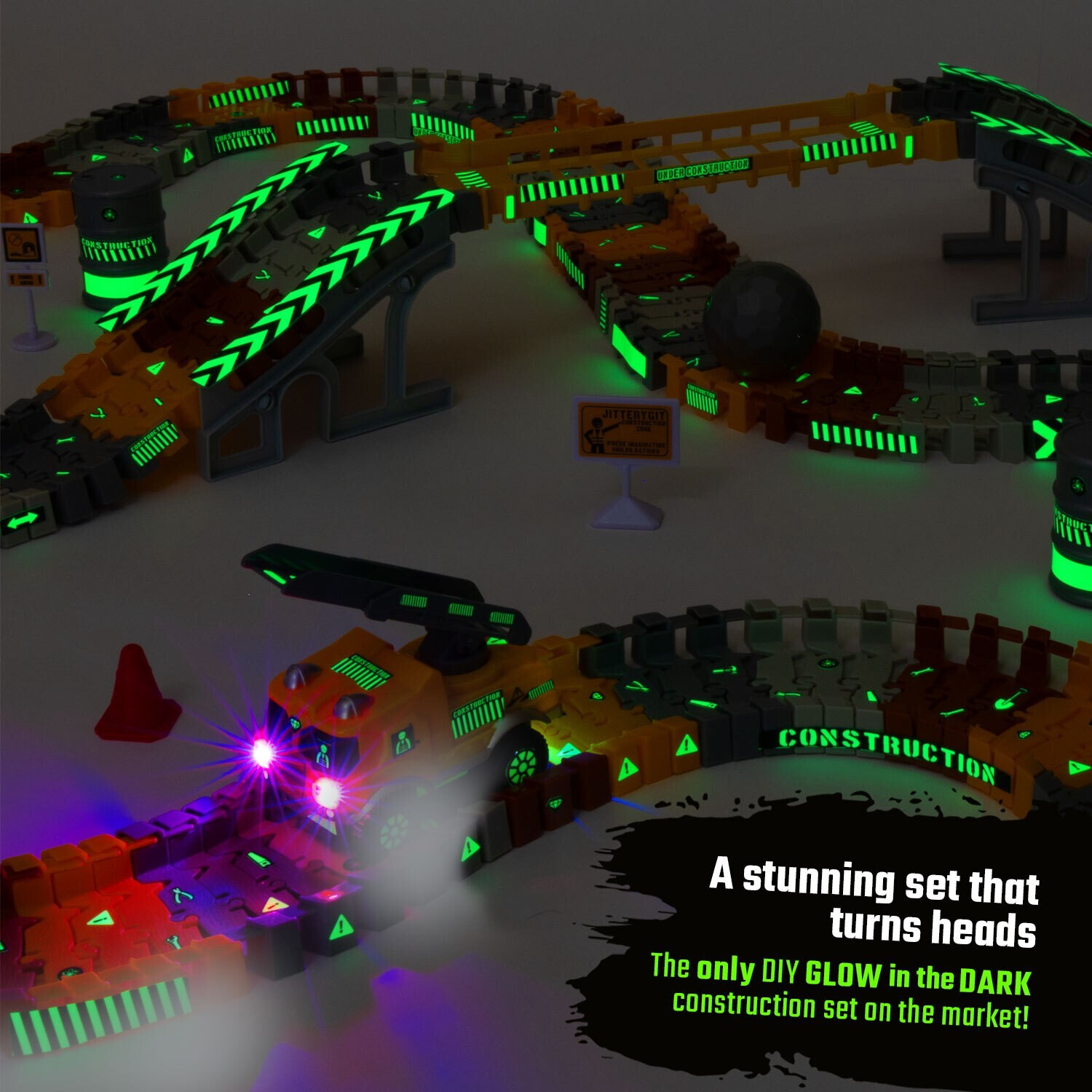 Construction Toy Track For Kids Playset Gift – Excavator Truck Crane Vehicles
