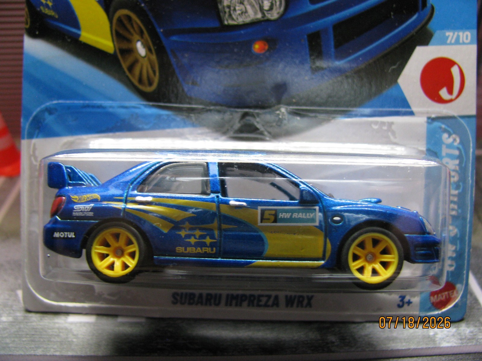 2026 Hot Wheels Blue Subaru Impreza WRX, w/Real Riders Wheel Swap