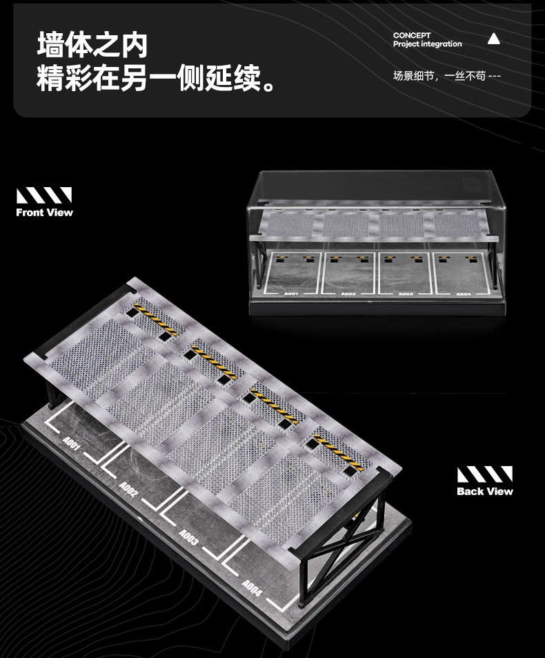 1:64 Scale Diorama Two-Tier Garage Display Case 8 Parking Spots Diecast