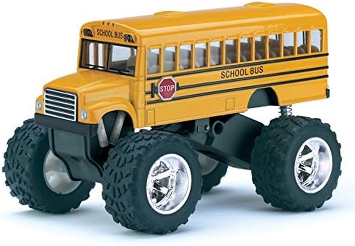 5″ Monster School Bus Die Cast Metal Model, Pullback Action Toy Monster Truck