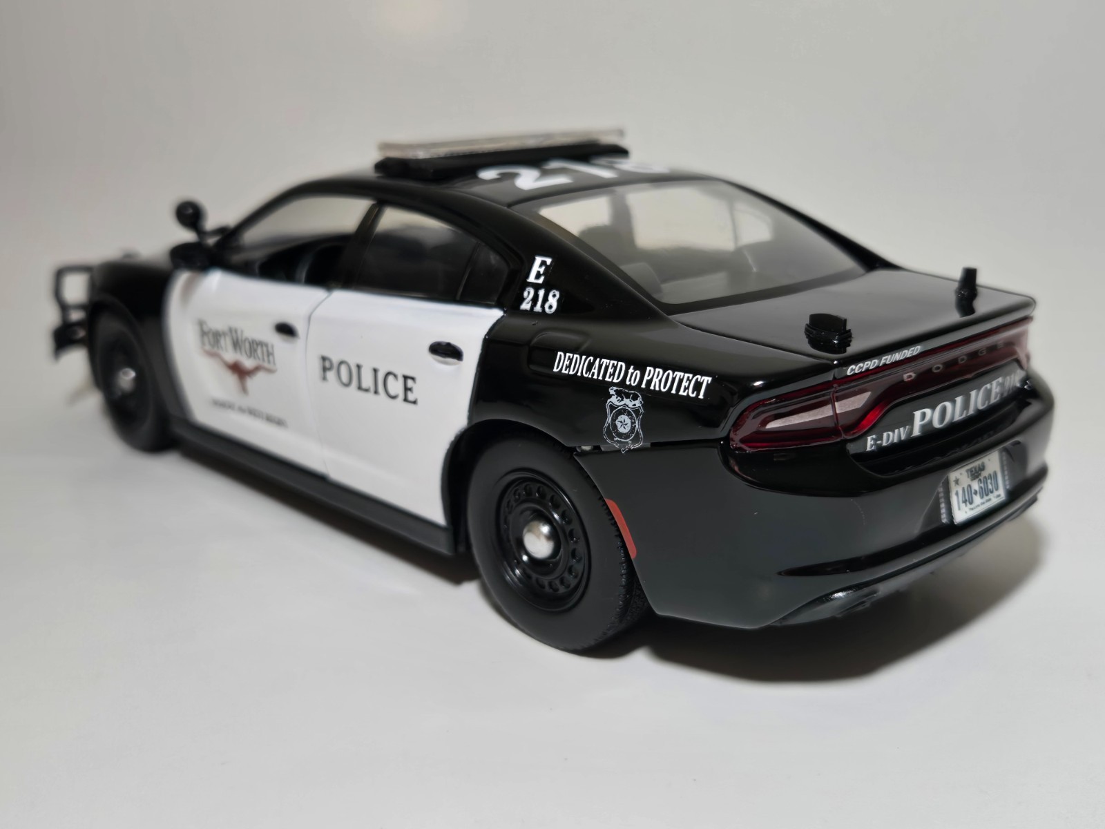 Custom 1/24th Fort Worth, Texas Police 2023 Dodge Charger Pursuit diecast model