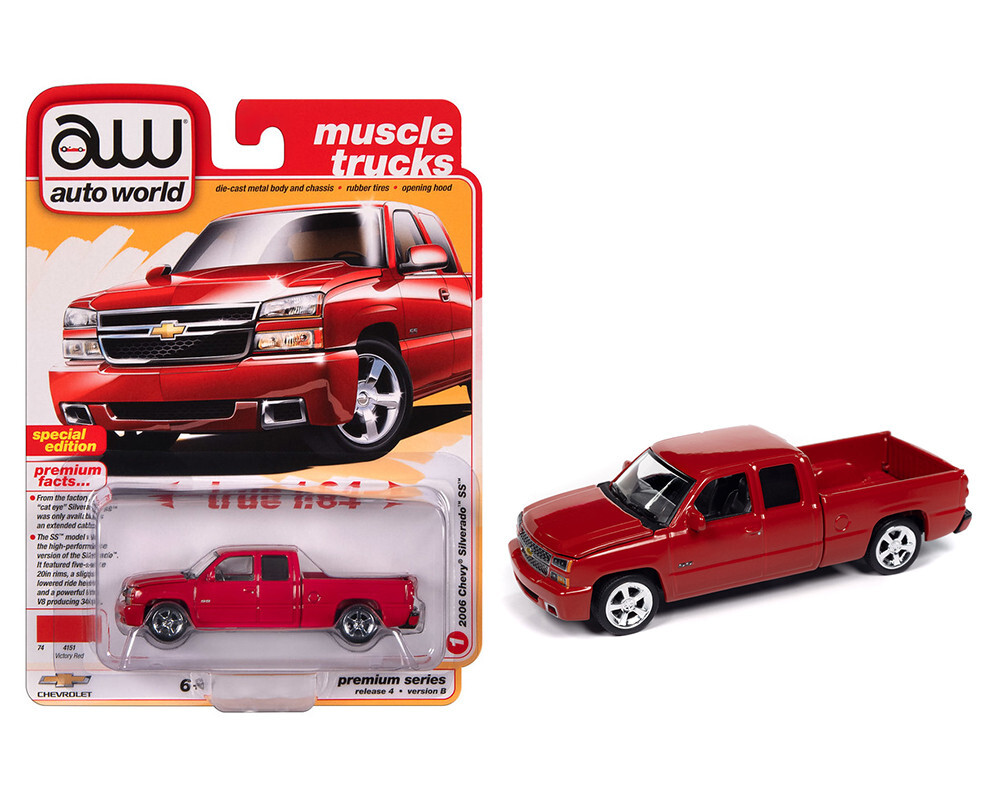 AUTO WORLD – MUSCLE TRUCKS – RED – 2006 CHEVY SILVERADO SS – SPECIAL EDITION