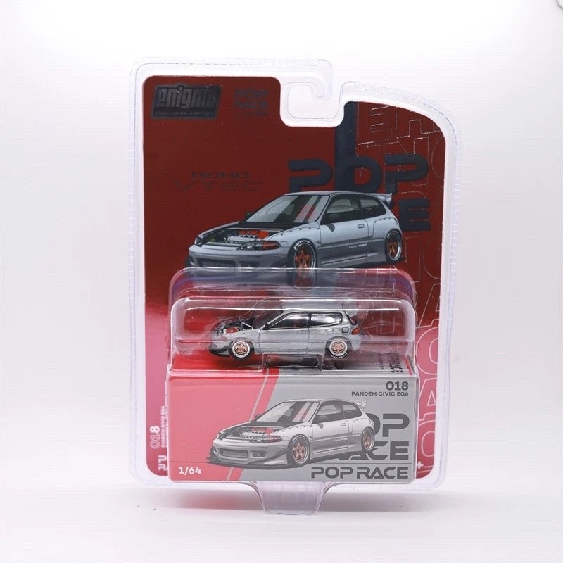 Pop Race 1:64 Pandem Civic EG6 Raw Metal Enigma Exclusive PR64-PRE018