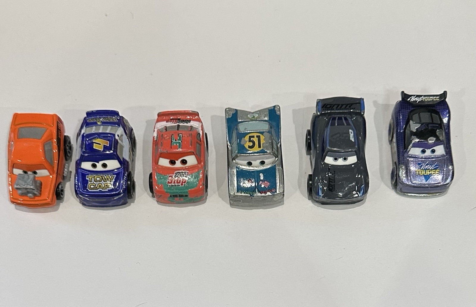 Lot Of 6 Disney Pixar Cars Die Cast Mini Racers Snot Rod Storm Sputter