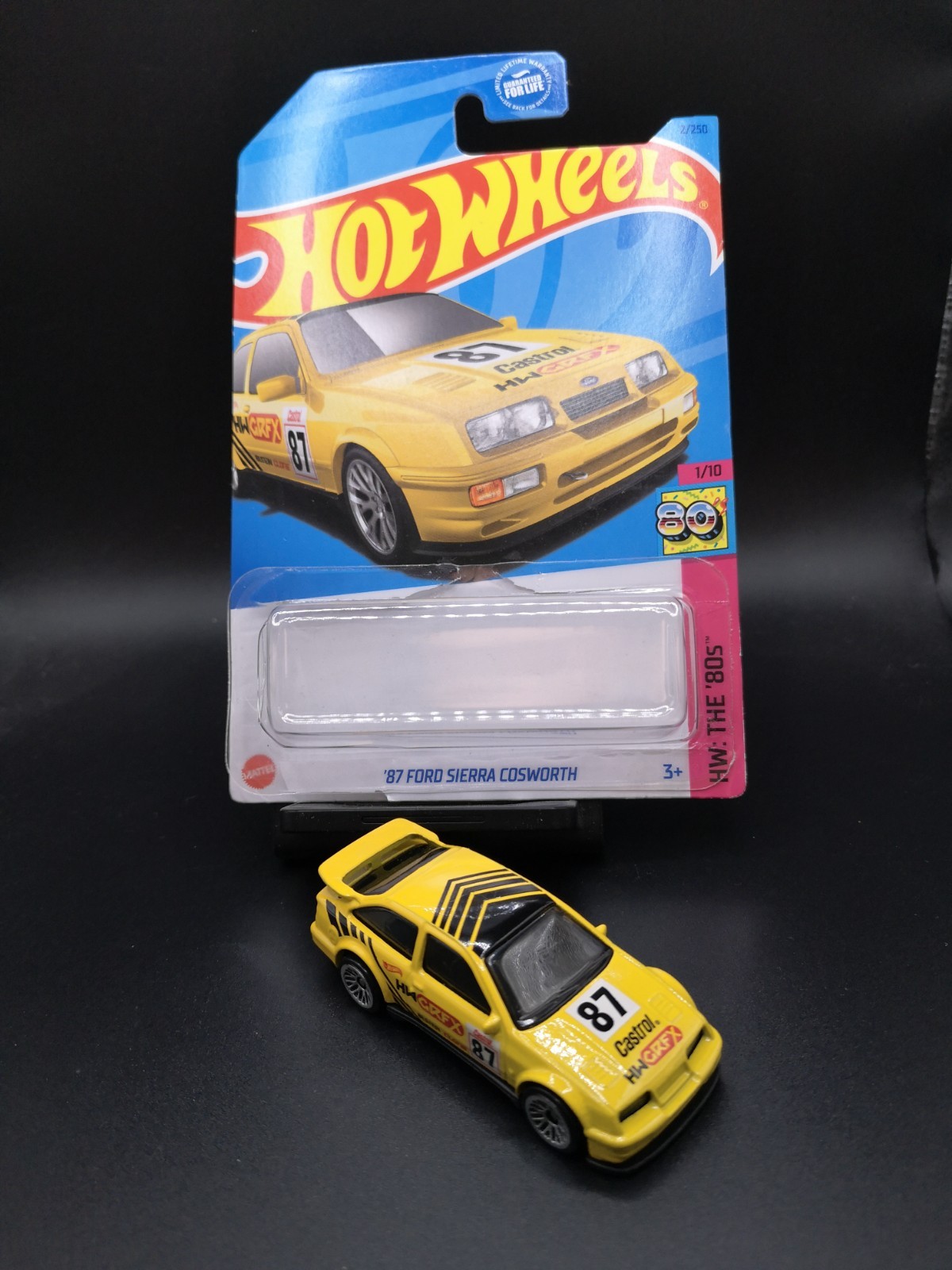 Hot Wheels 87 Ford Sierra Cosworth Yellow Kroger exclusive Open card loose