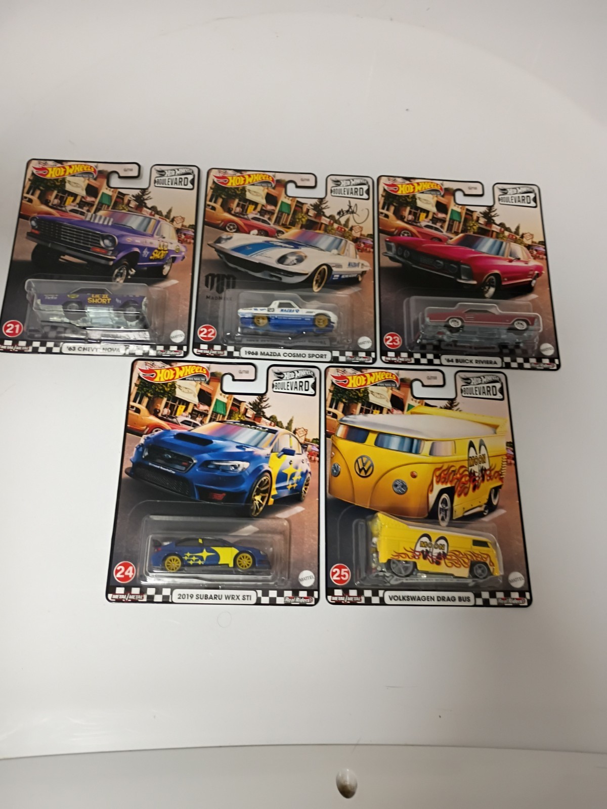 2020 Hot Wheels Premium Boulevard Set #21- 25 Lot Of 5, Chevy Nova, Mazda Cosmo