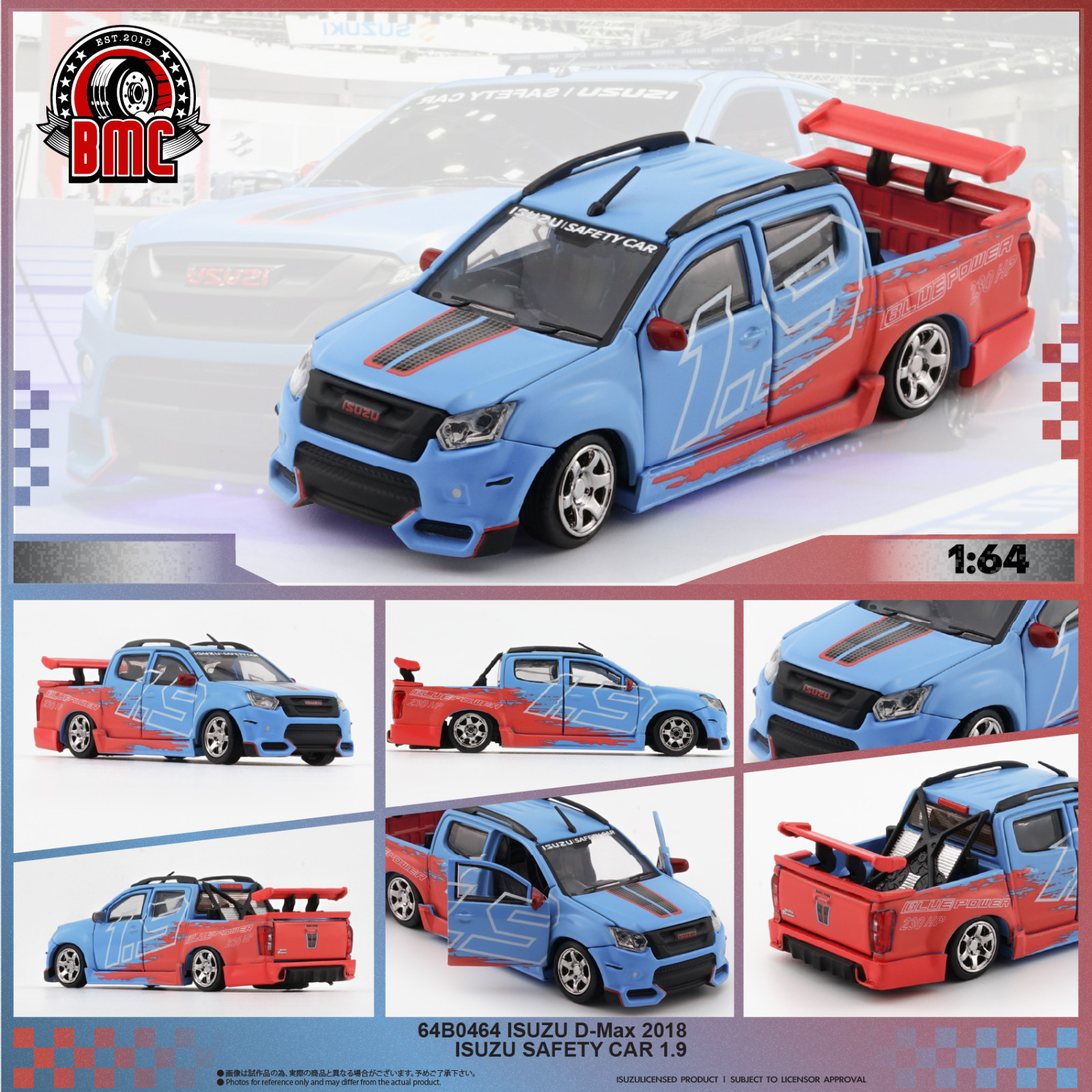 BM Creations 2018 Isuzu D-Max Low Rider – Safety Car 1:64 Diecast Car 64B0464
