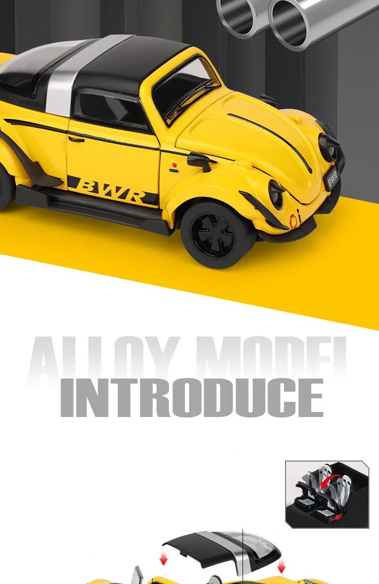 1:32 Beetle Type 1 Alloy Modified Wide Body Sports Car Model Diecasts Metal Clas