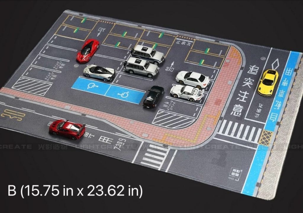 1:64 Parking Lot Mouse Pad Mat Model Car Vehicle Scene Display Large Garage Toys