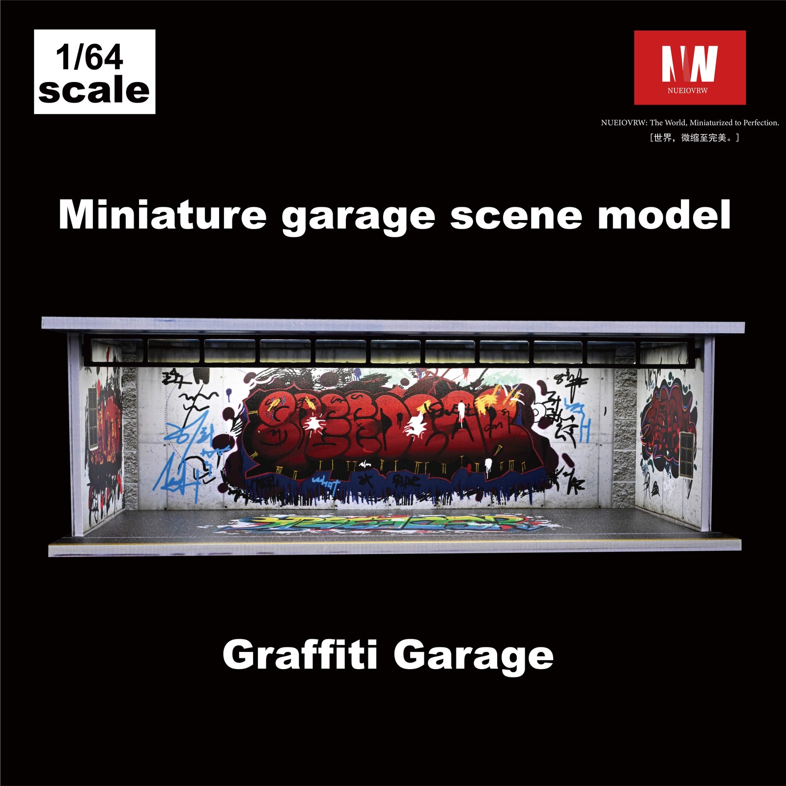 Diorama 1/64 Diecast Garage Showroom Model LED Parking Lot Model Display Case US