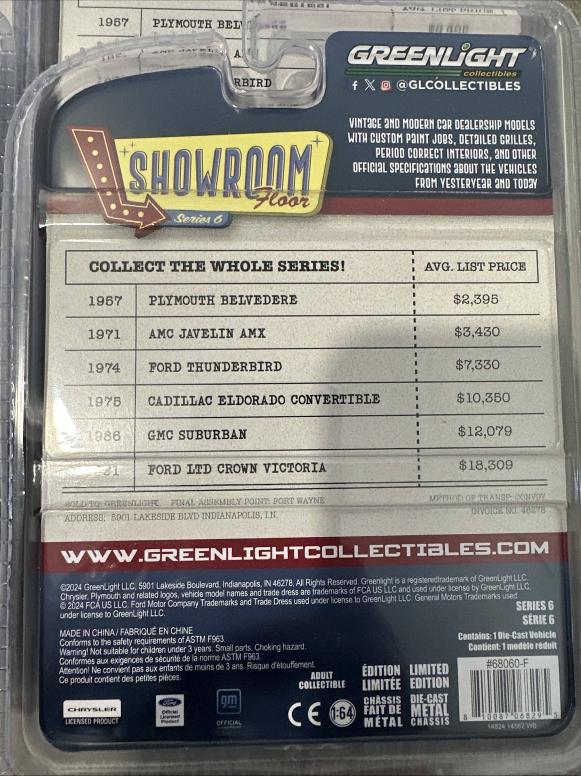 Showroom Floor Series 6 SET OF 6 Diecast 1:64 Scale Models Greenlight Chase RARE