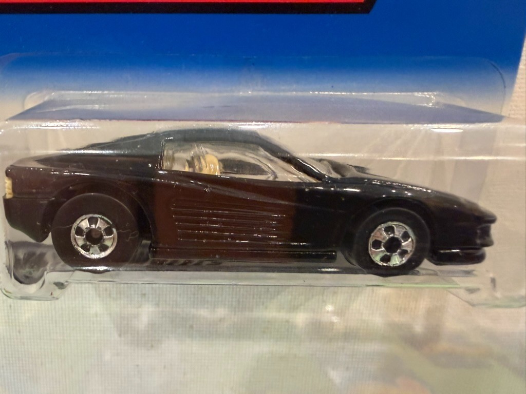 Hot Wheels Ferrari Testarossa Black/Tan 1997 #834 H27 Basic Wheels 1997 -New MOC