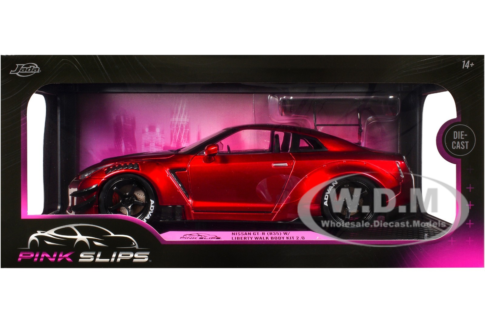 NISSAN GT-R (R35) LIBERTY WALK 2.0 RHD RED 1/18 DIECAST MODEL BY JADA 36465