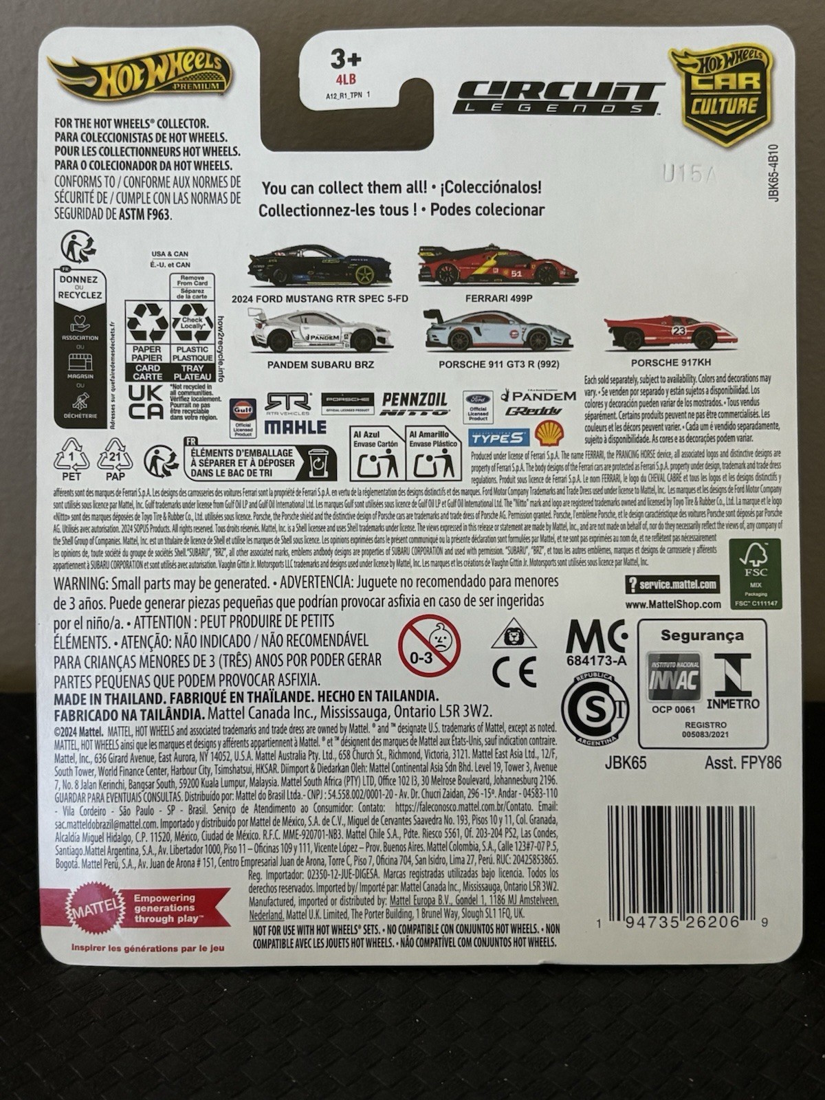 Hot Wheels Premium Car Culture Circuit Legends JBK65 PORSCHE 911 GT3 (992)