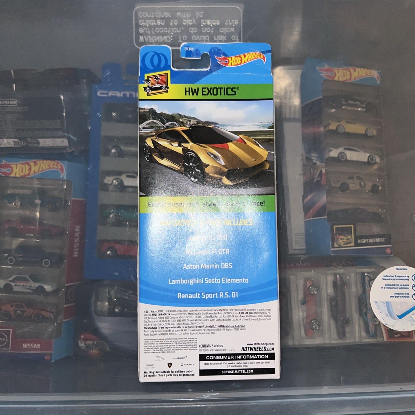 Hot Wheels HW Exotics 1:64 Diecast 5-Pack Jaguar McLaren Aston Lamborghini