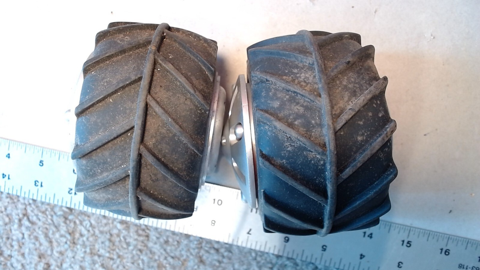 Pair of Rubber Tires with Plastic Rims – Wheels for Custom Build