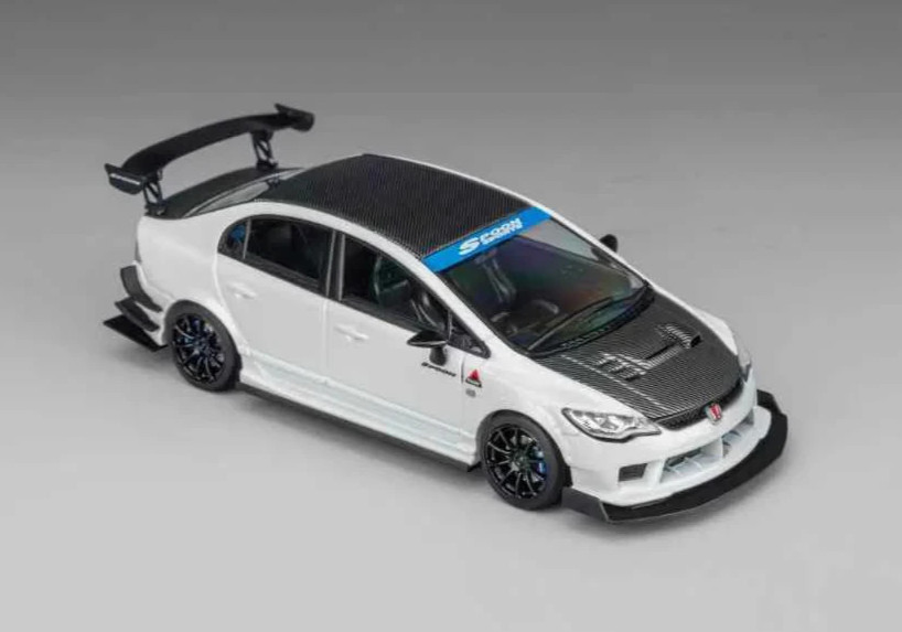 MT 1/64 Metal HONDA CIVIC FD2 SPOON Sport W/Interior/Engine Model Car -WHITE-
