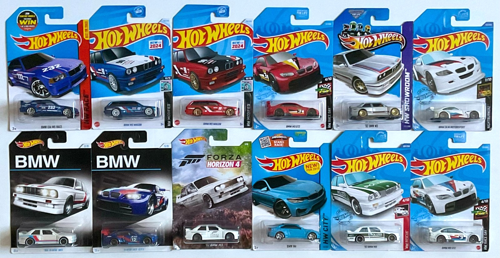 HOT WHEELS LOT 0F 12 BMW M3/M3 GT2/Z4 M MOTORSPORT/M3 WAGON/E36 M3 RACE