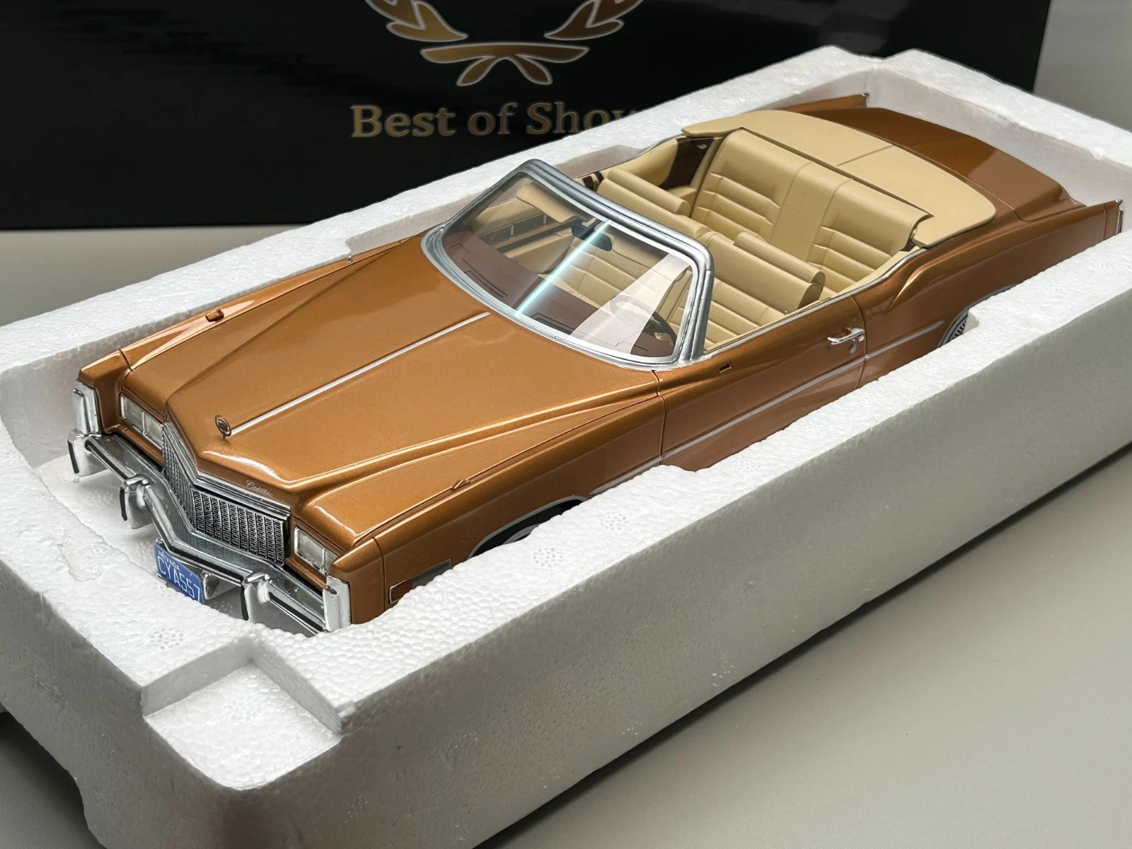 Bos 1/18 1976 Cadillac Eldorado Convertible Bronze Metallic Resin Car Model New