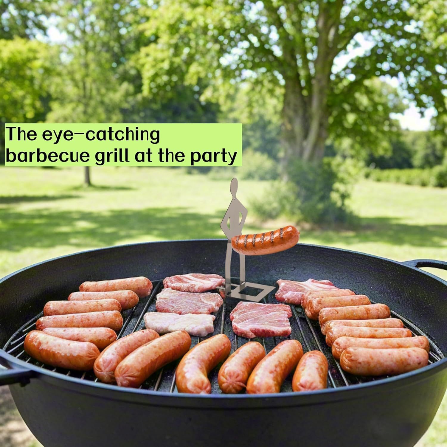 2-4Pcs Foldable BBQ Grill Rack Standing Man Shape Funny Hot Dog Roaster Holder