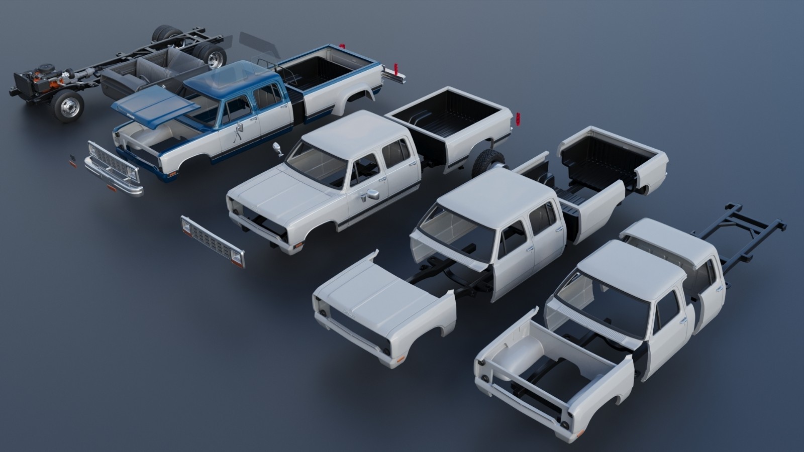 3d printed Dodge Ram W350 Crew Cab Dually 1983 model car collectible replica