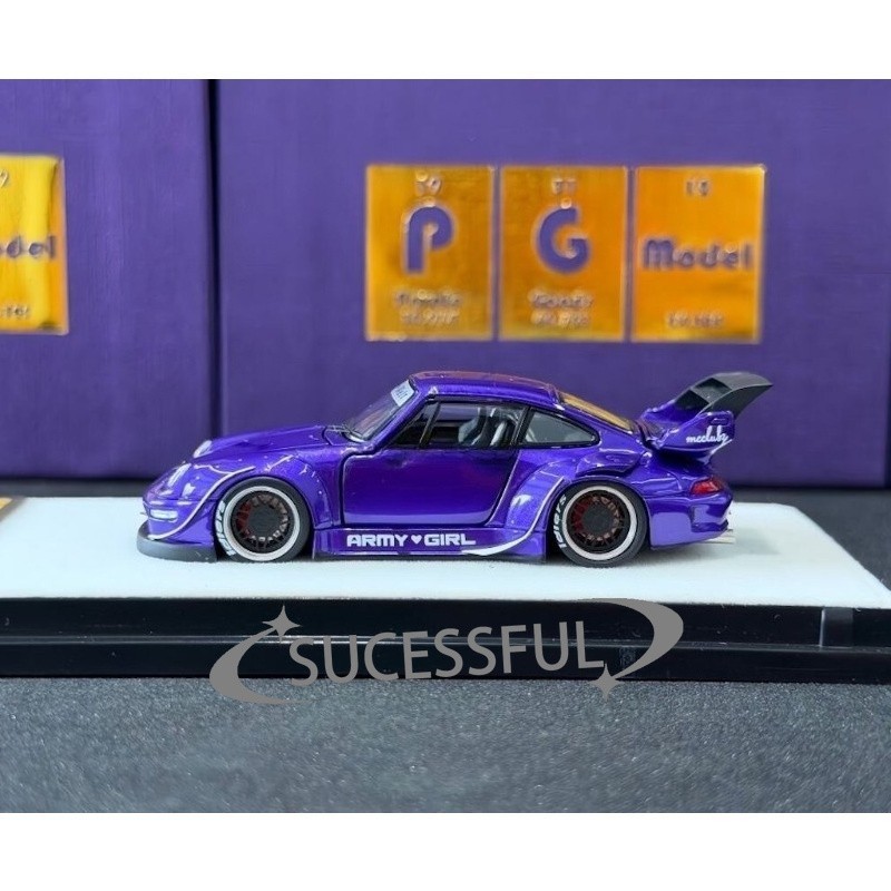 PGM 1/64 Purple Porsche RWB 993 Full Open Diecast Metal Model BN