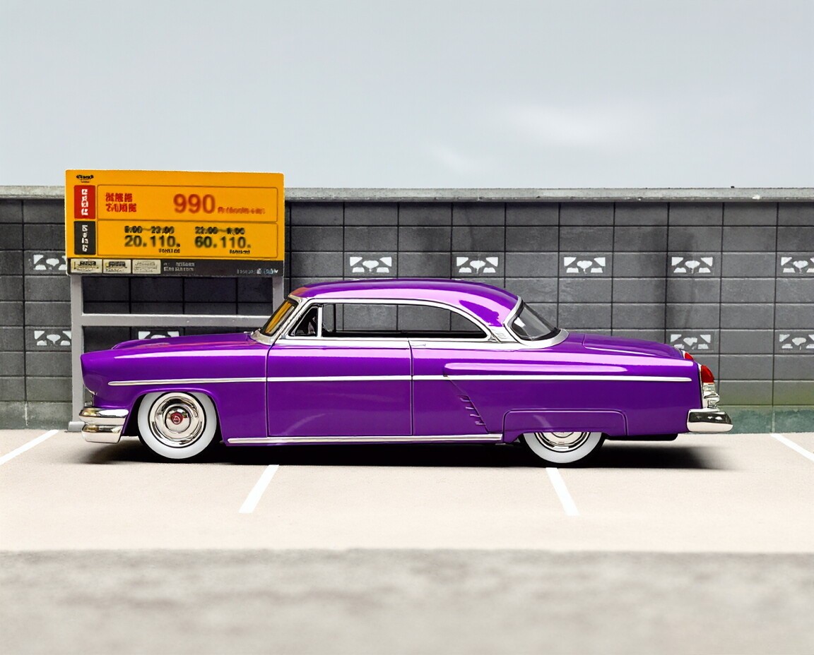 MINIGT 1:64 Purple 1954 Capri Hot Rod Classic Model Diecast Metal Car