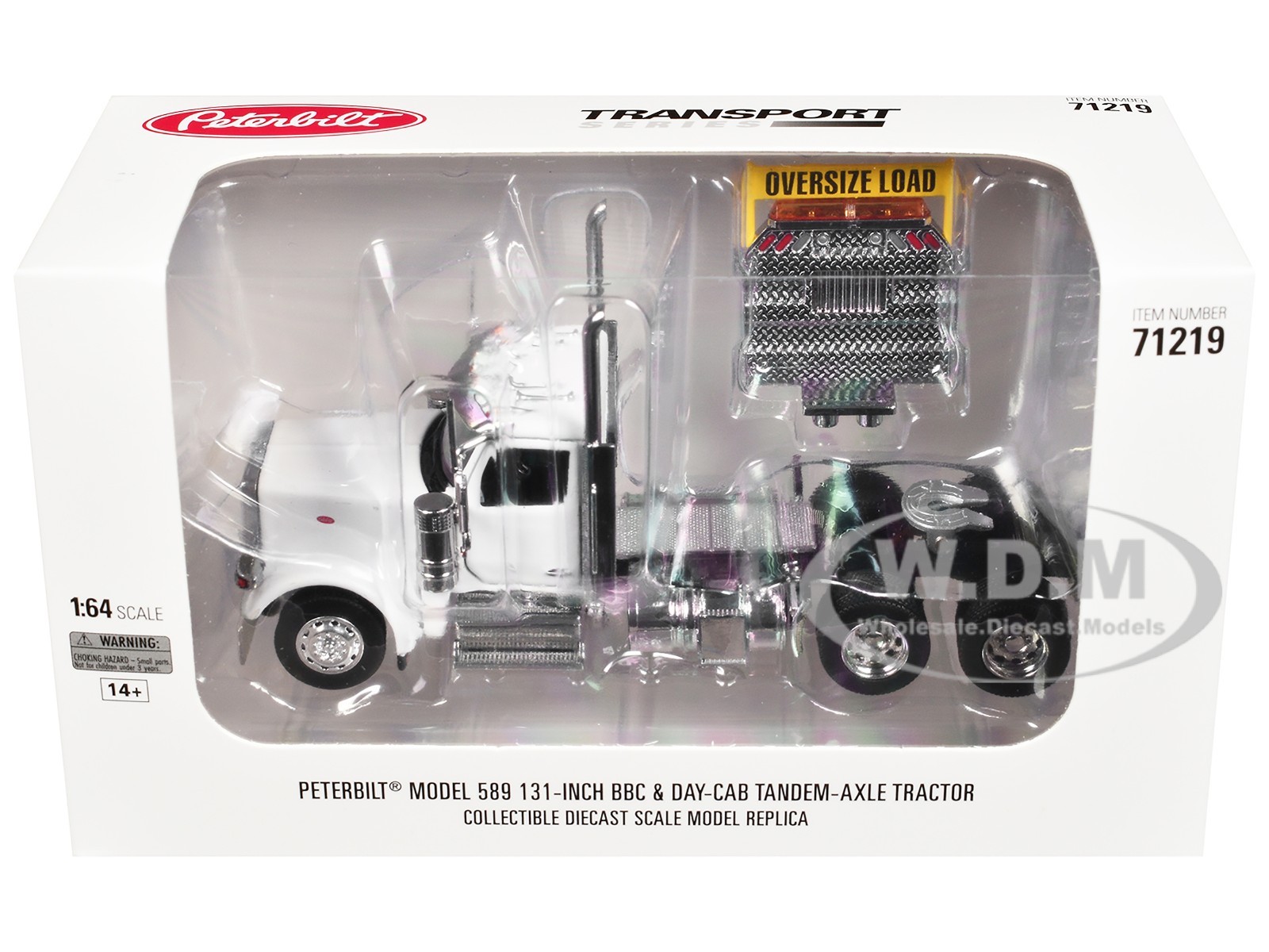 PETERBILT 589 TRUCK TRACTOR W/SLEEPER WHITE 1/64 MODEL BY DIECAST MASTERS 71219