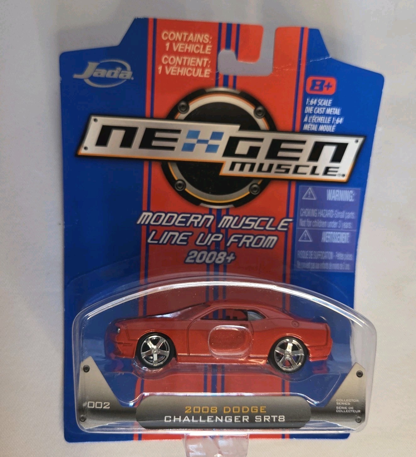 Jada NexGen Muscle 2008 Dodge Challenger SRT8 Orange 1:64 Diecast #002 Sealed