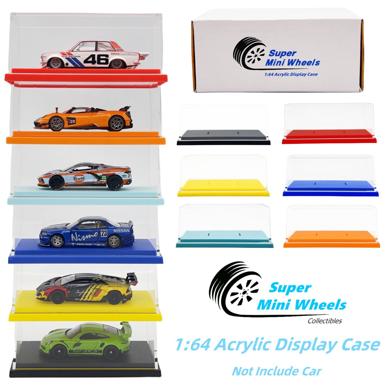 Super Mini Wheels 1:64 Acrylic Display Case Showcase – for Hot Wheels , Mini GT