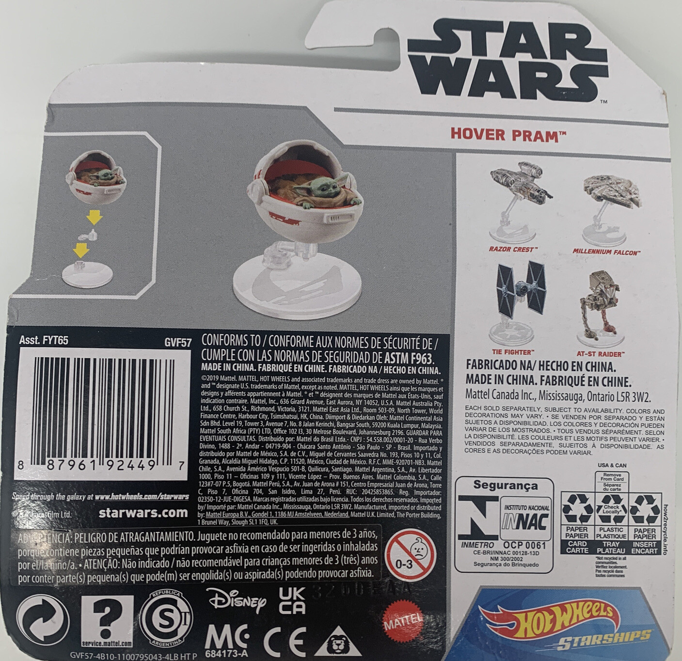 STAR WARS MANDALORIAN THE CHILD HOVER PRAM BY HOT WHEELS