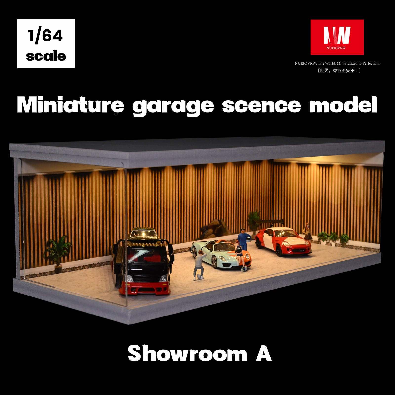 Diorama 1/64 Diecast Car Garage Model LED Street Building Multi-store Display US