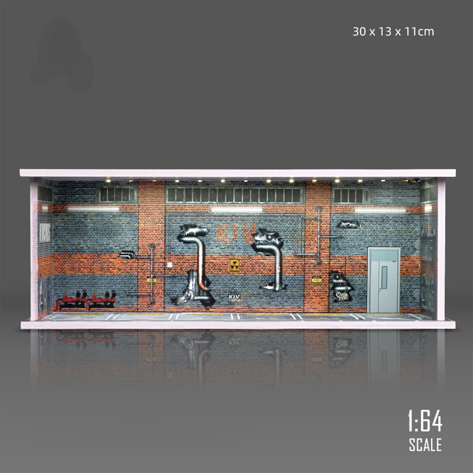 1/64 Diorama Car Garage LED Lighting Car Repair Workshop Scene Display Model Toy