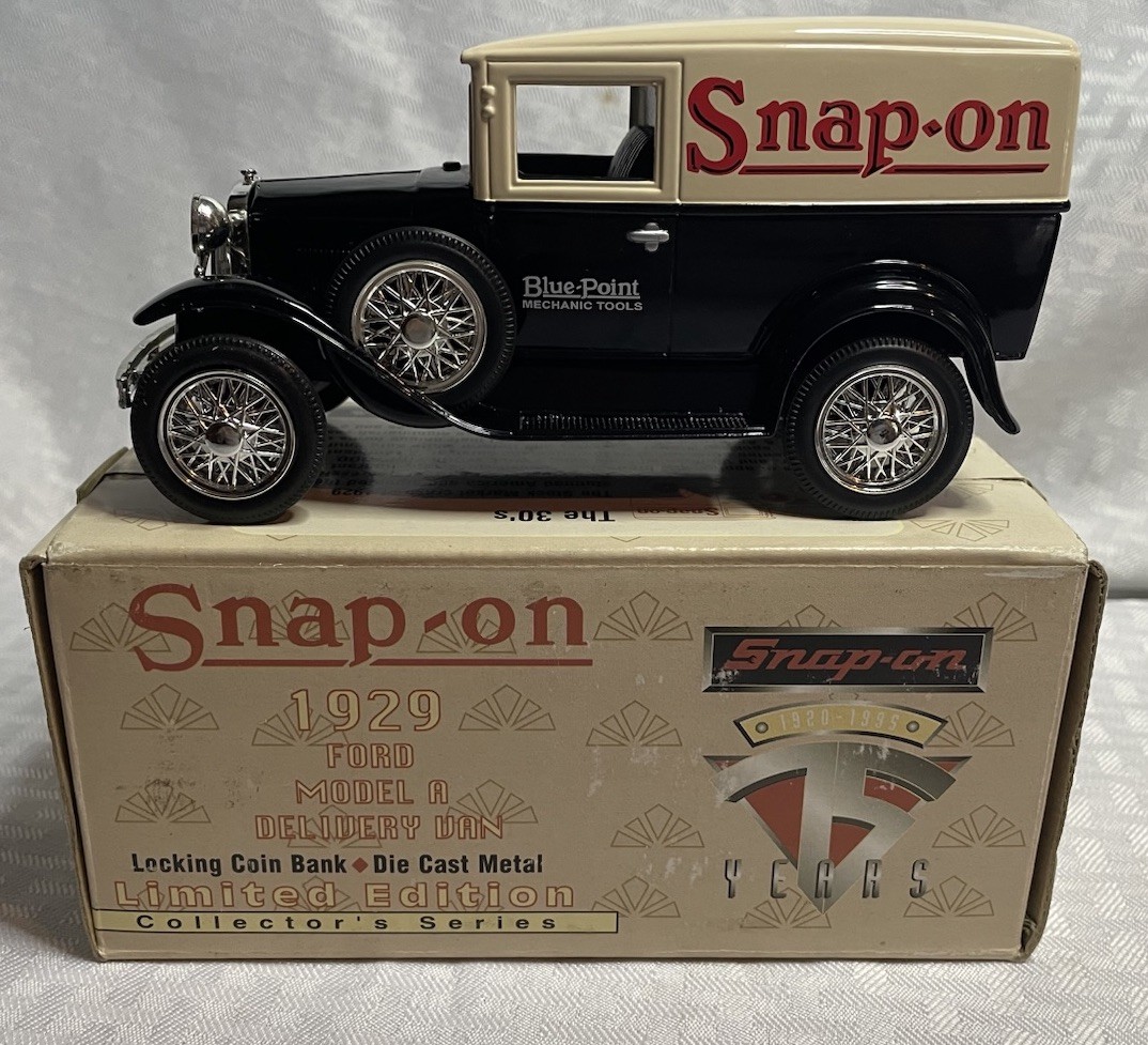 Snap On 1929 Ford Model A Delivery Van Locking Coin Bank Diecast New